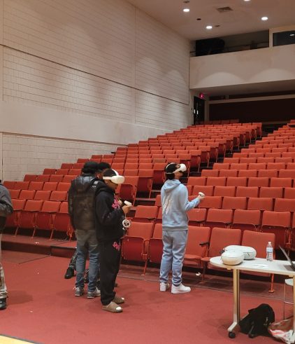 Students using virtual reality headsets