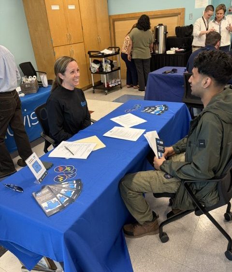 Employer and student at job fair